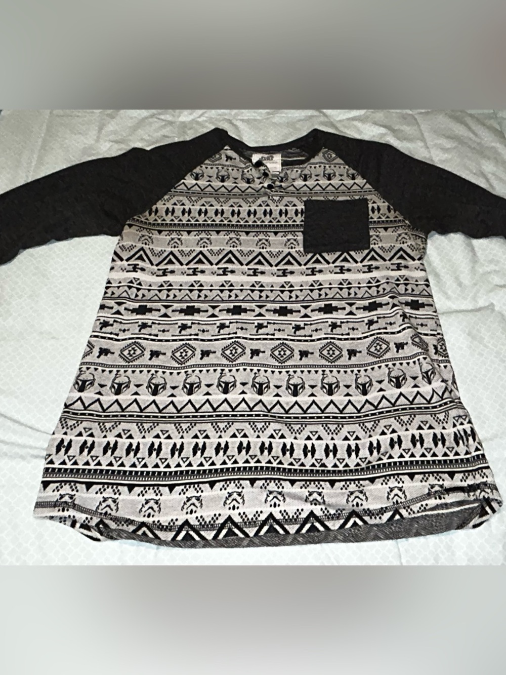 Star Wars Black & White Aztec Baseball Tee